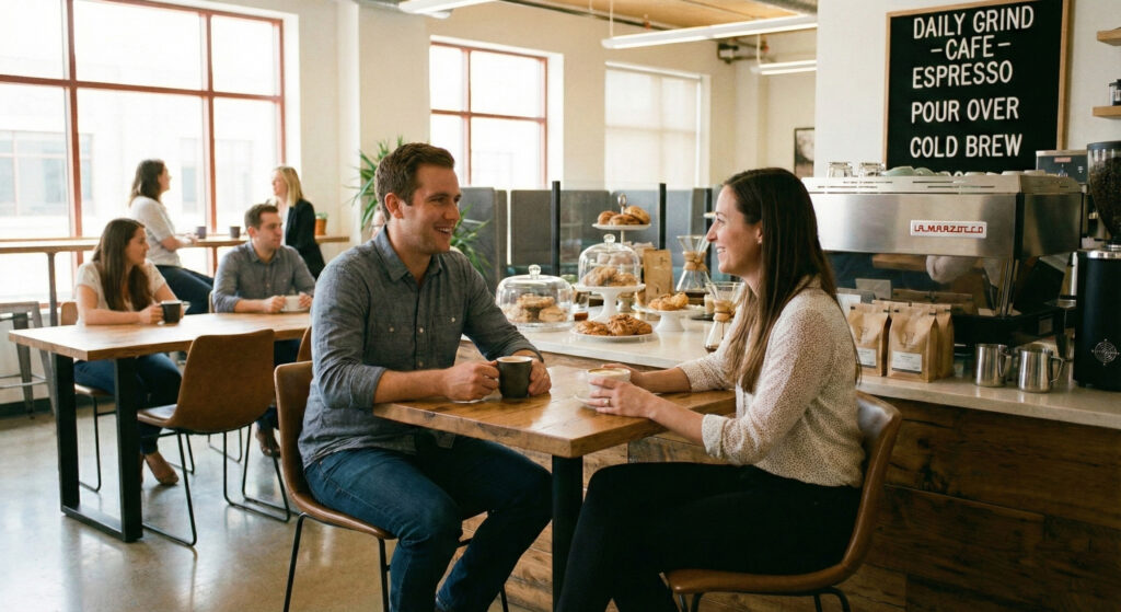 couple chatting over coffee